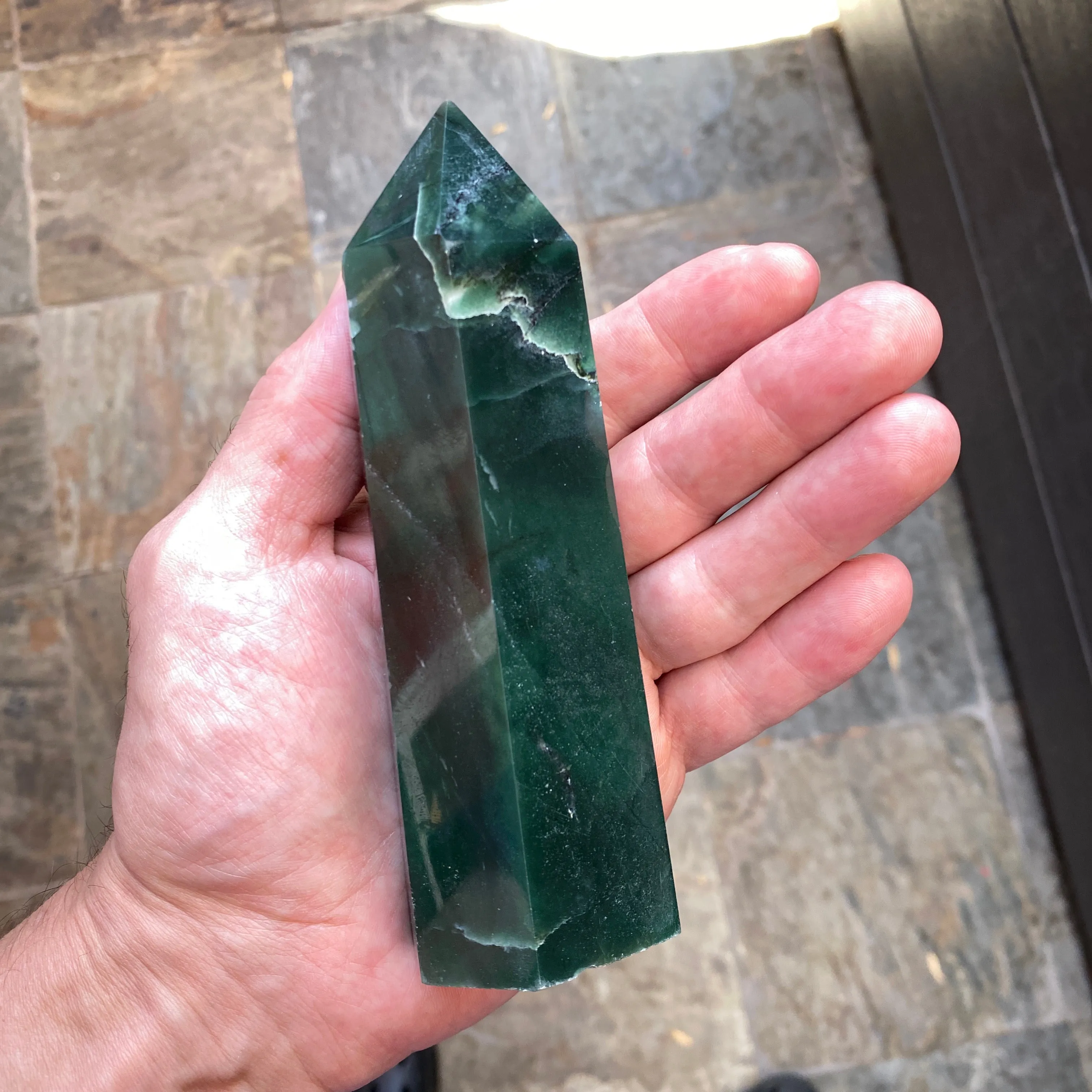 Dark Green Gemstone Tower Point healing energy Obelisk