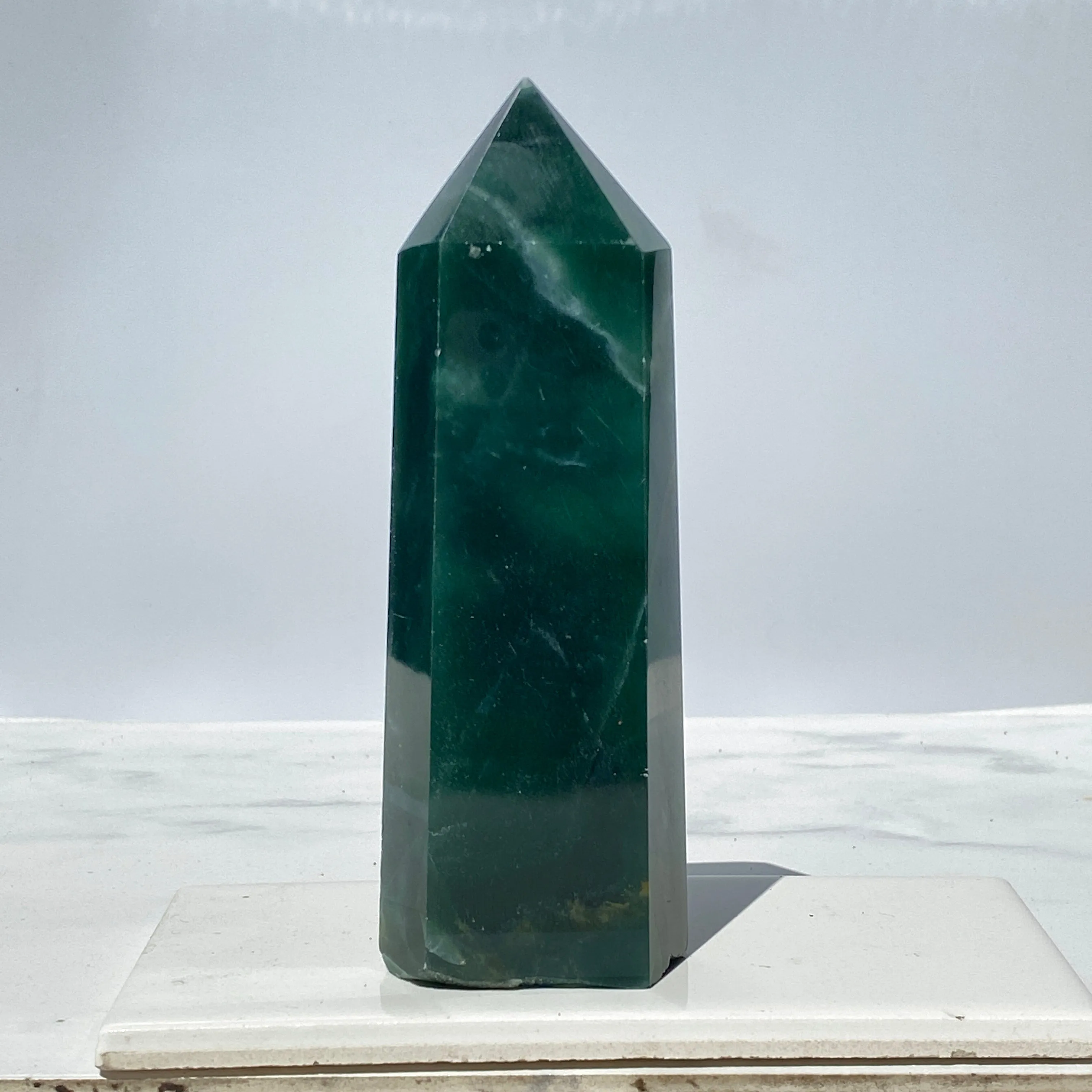 Dark Green Gemstone Tower Point healing energy Obelisk