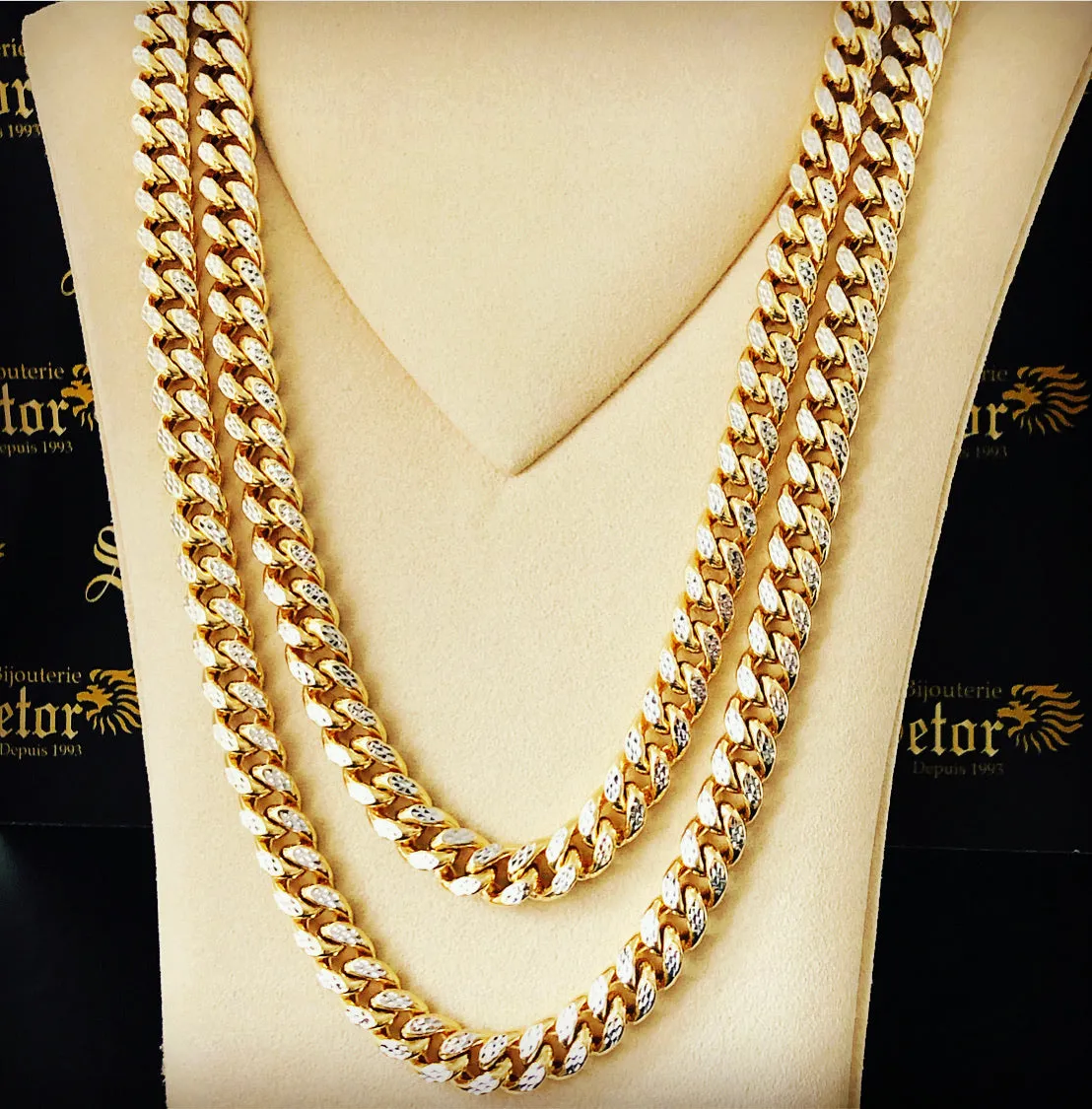 Diamond cut Cuban link chain