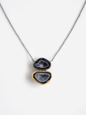 Diamond with Double Geode Necklace