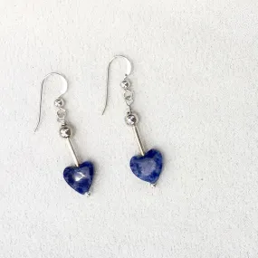 Double Heart Lapis Earrings