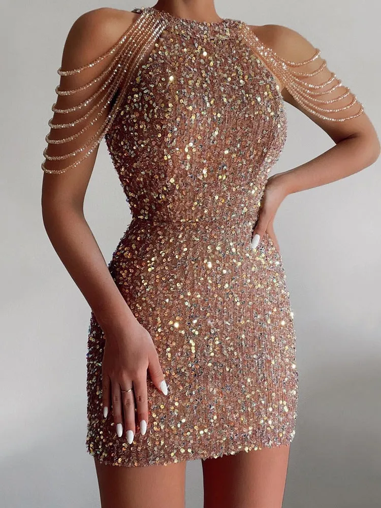 DressBetty - Crystal Tassel Sequins Dress