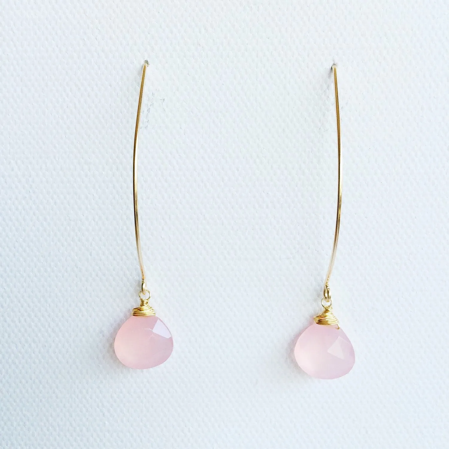 Earrings Kalena - Pink chalcedony  (E251)