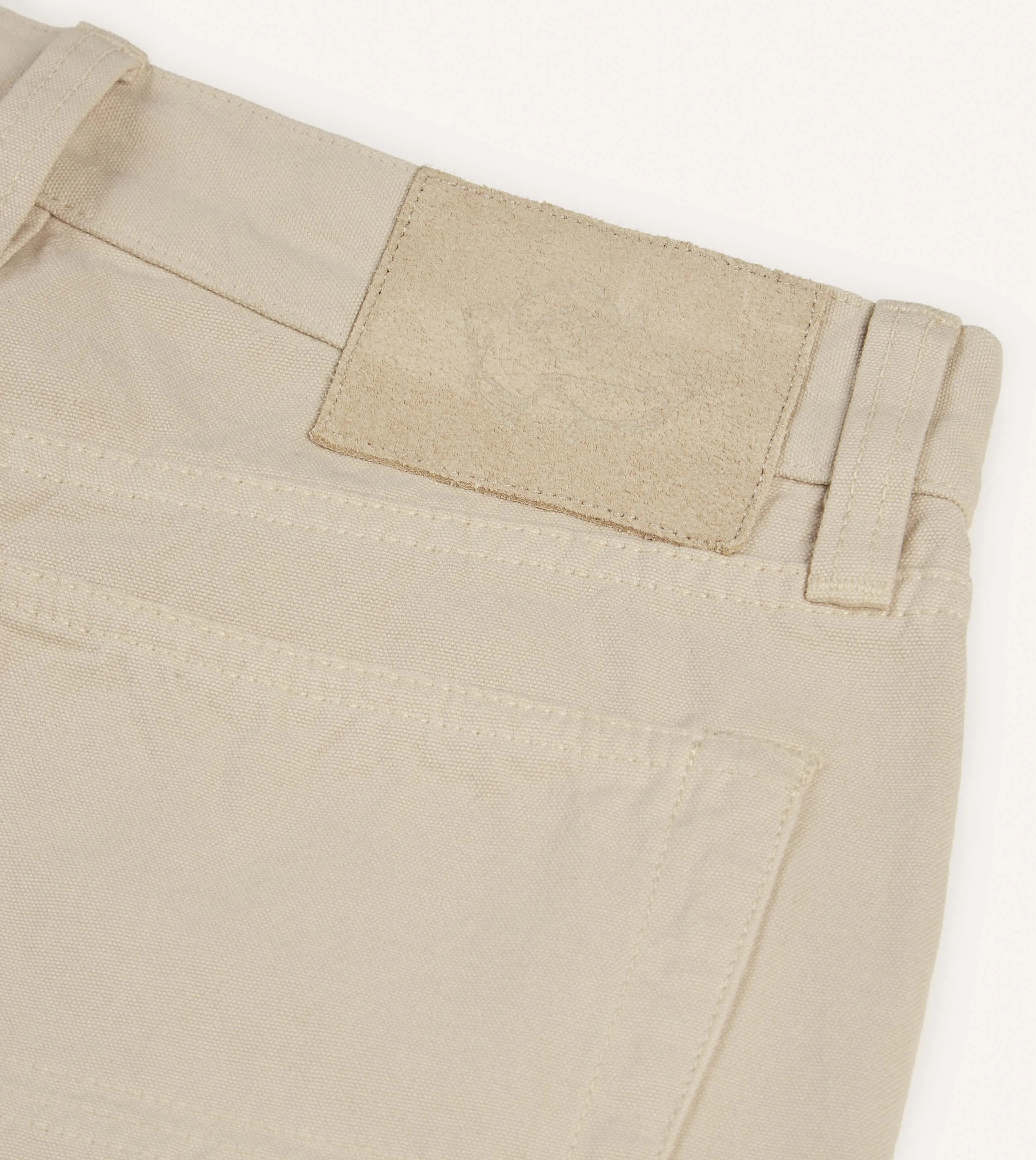 Ecru Lightweight Cotton Canvas Five-Pocket Jeans