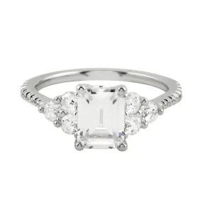 Emerald Cut Diamond Trio Engagement Ring