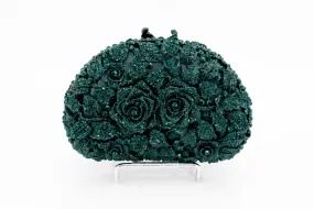 Emerald Floral Scallop Evening Bag