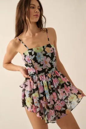 Floral Chiffon Layered Skirt Romper