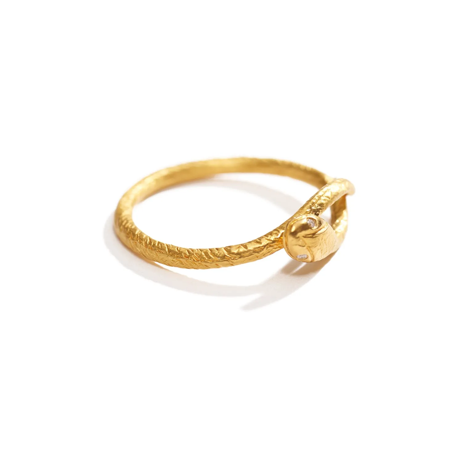 Gold Snake Ring with Diamonds