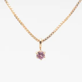 Gold Vermeil Round Claw Set Pink Sapphire Necklace