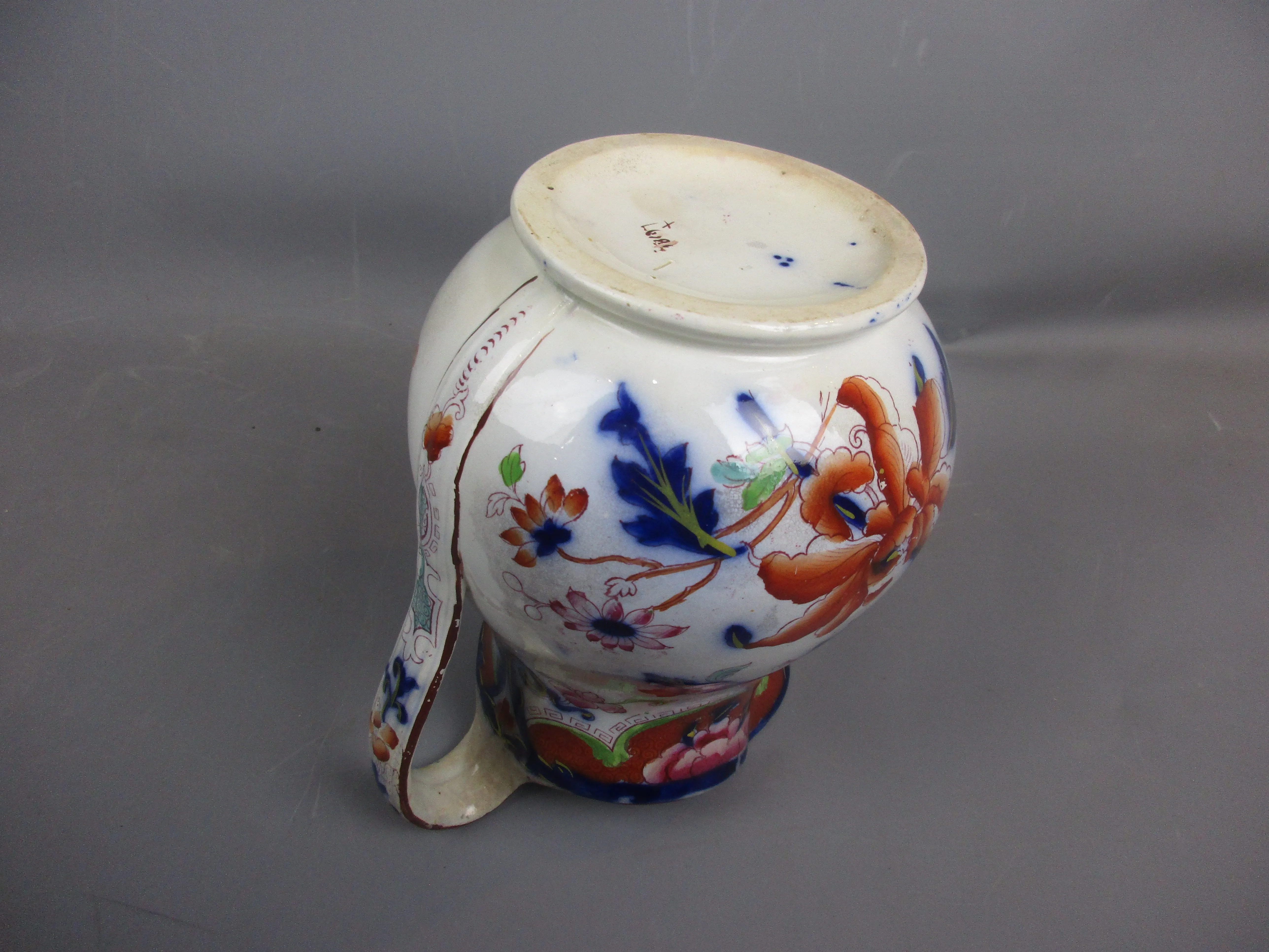 Hand Painted Imari Style Puce Transfer Ceramic Water Jug Antique Georgian c1820