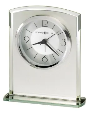 Howard Miller Glamour Frosted Glass Alarm Clock - Silver Accents - Black Hands