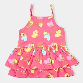 Infant Girls Cotton Frill Romper Tweety-Multi