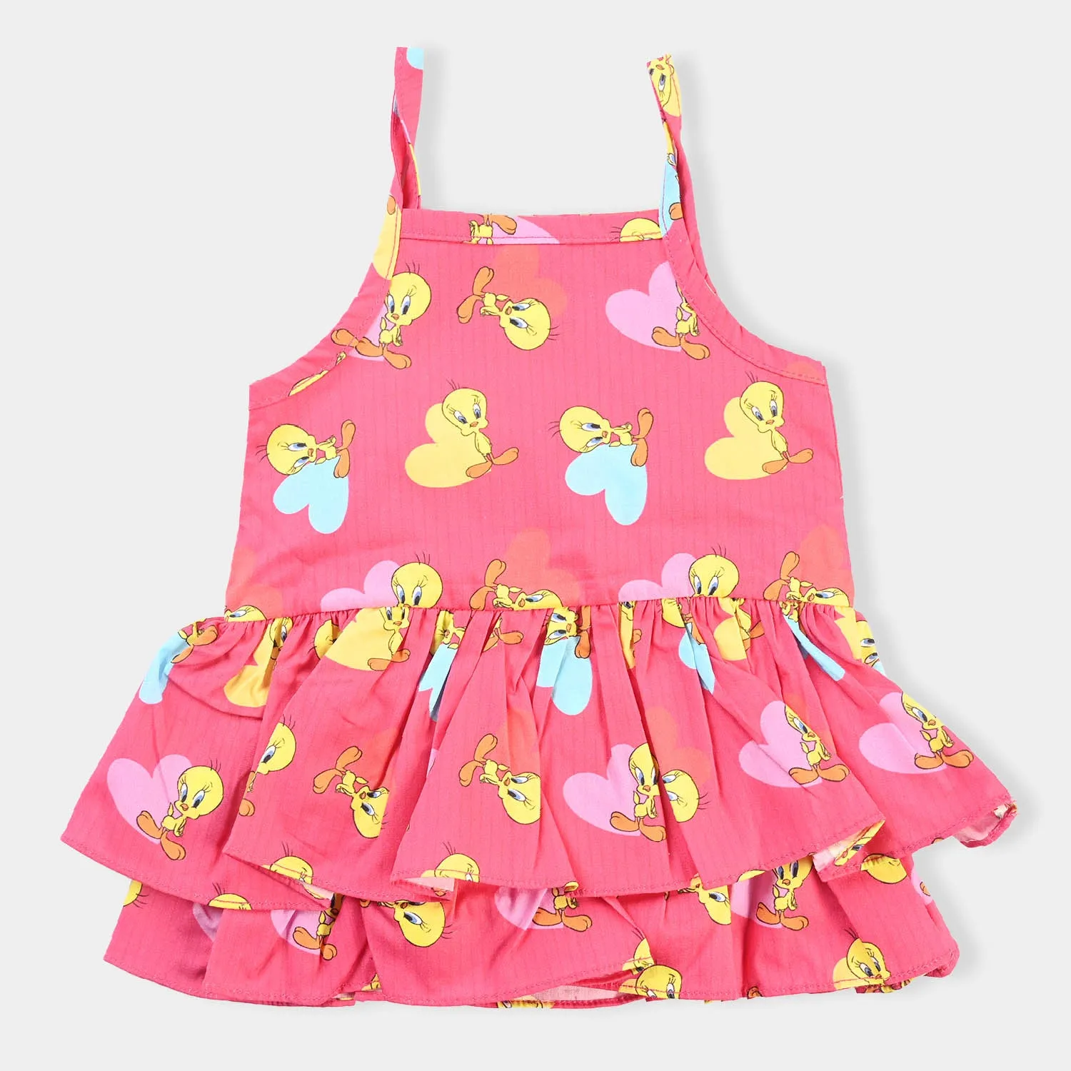 Infant Girls Cotton Frill Romper Tweety-Multi