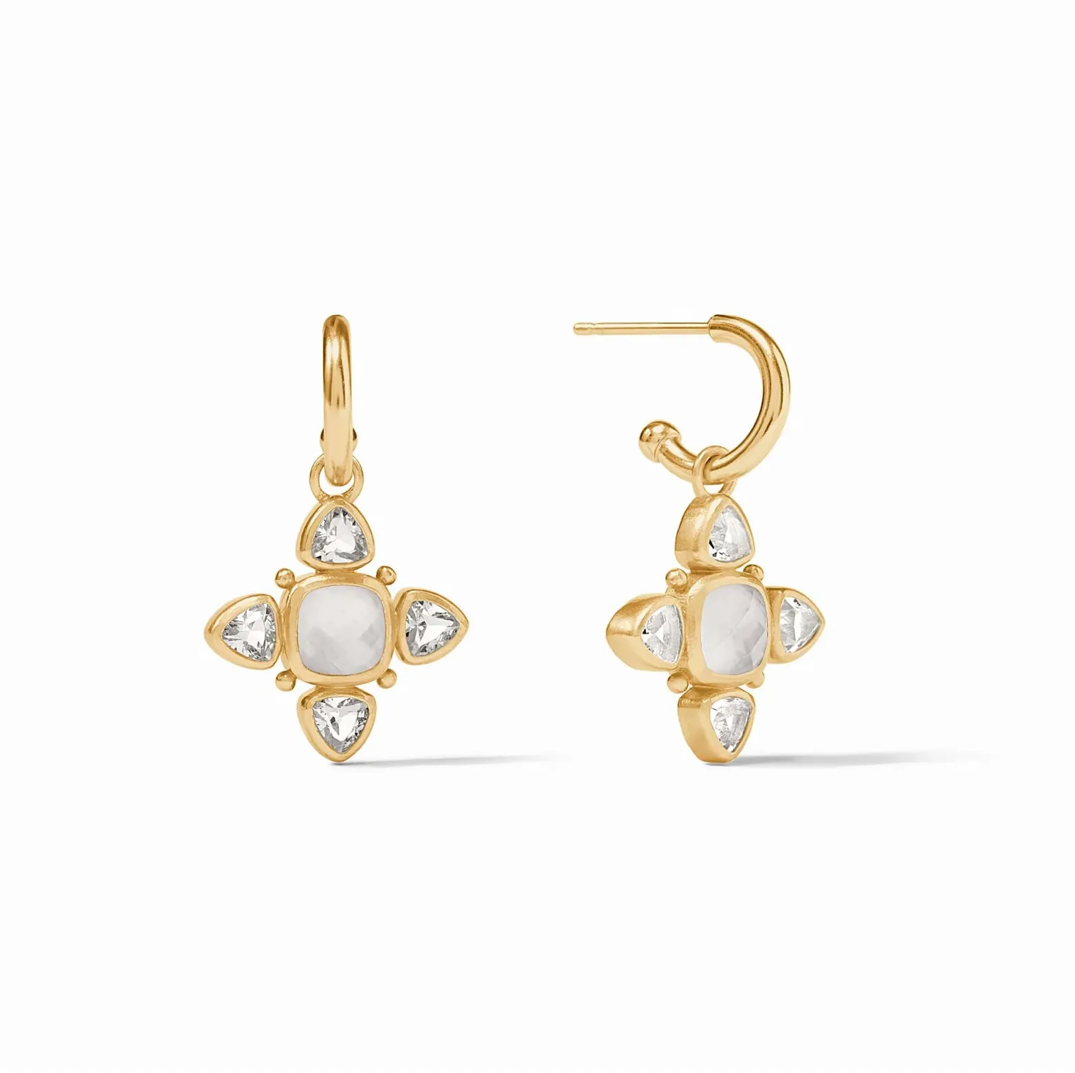 Julie Vos Aquitaine Hoop & Charm Earring, Clear Crystal