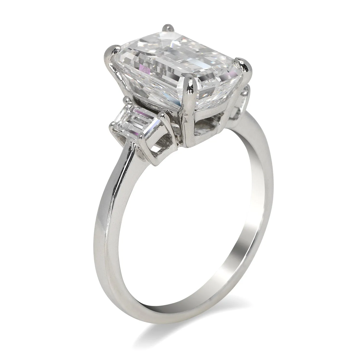 KIMI 3 CARAT EMERALD CUT D COLOR VVS1 CLARITY THREE STONE DIAMOND ENGAGEMENT RING PLATINUM  GIA CERTIFIED 3 CT D VVS1 BY MIKE NEKTA