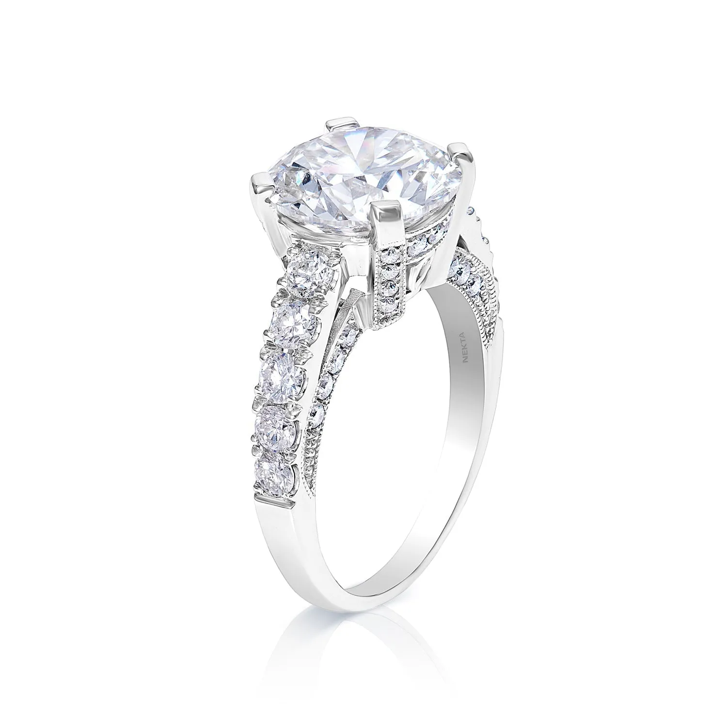 Leyla 6 Carat H VS2 Round Cut Lab-Grown Diamond Engagement Ring in White Gold