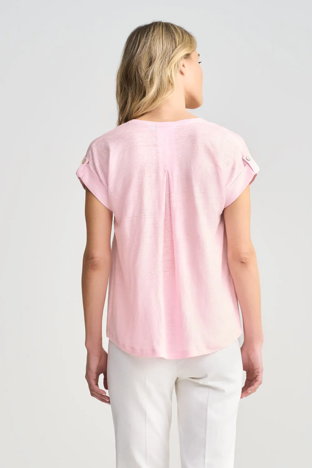 Linen Mix V-Neck T-Shirt