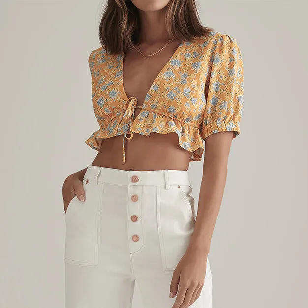 MARCY TOP TANGELO FLORAL