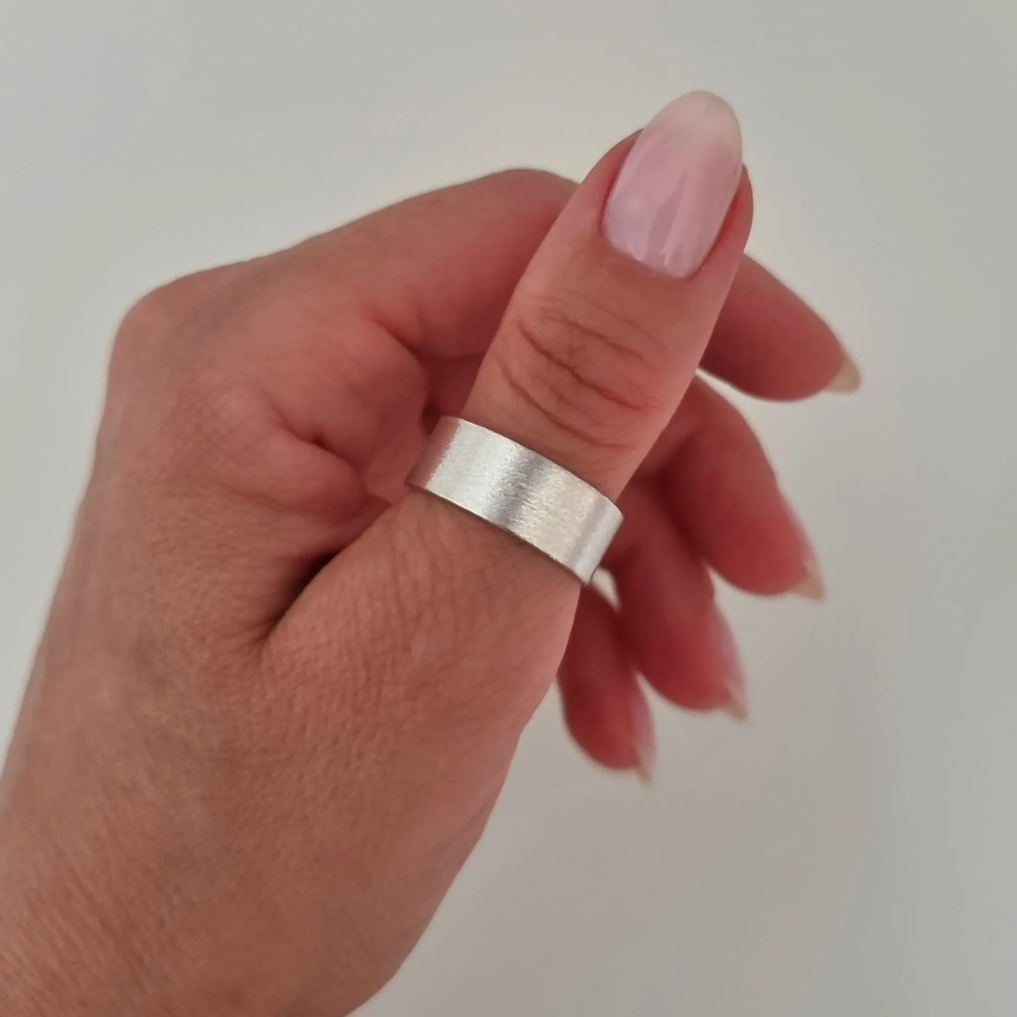 Matte Sterling Silver Ring for Men - Brushed Band 8mm wide