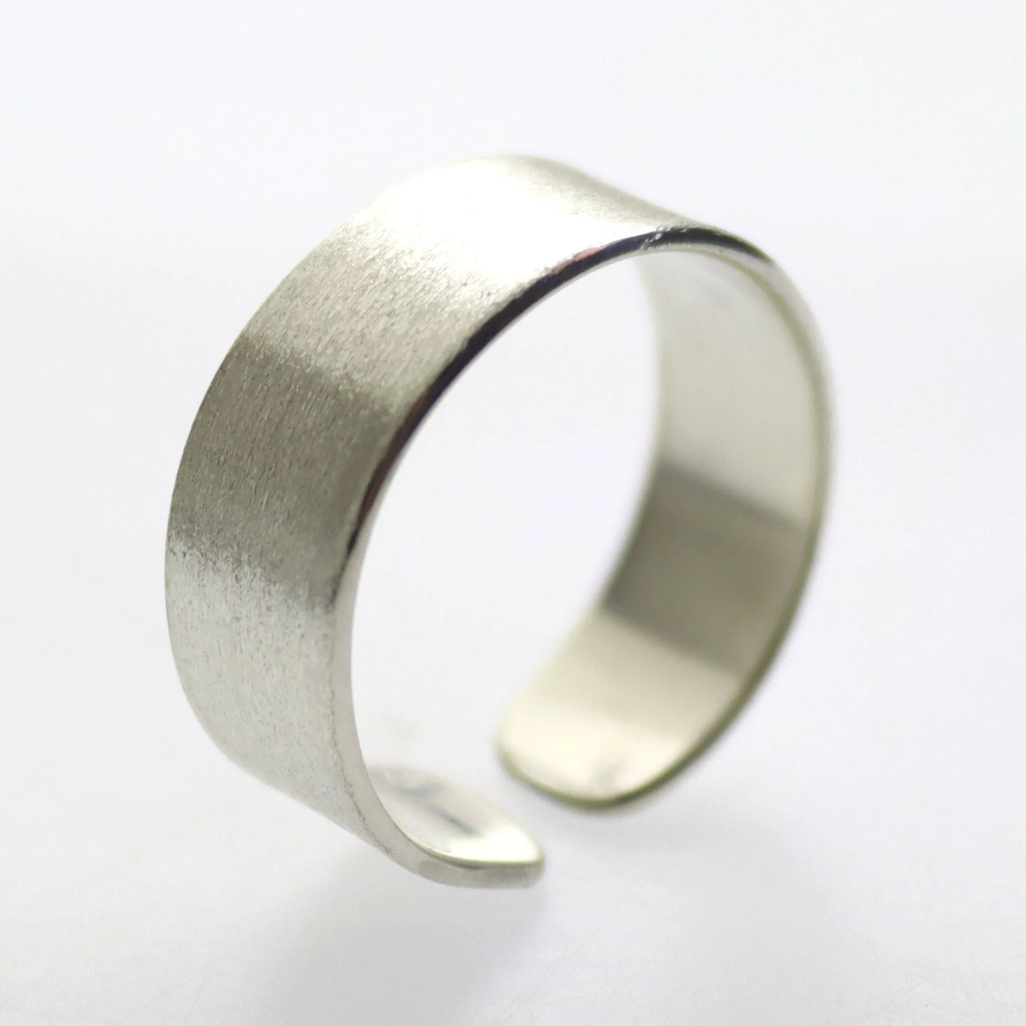 Matte Sterling Silver Ring for Men - Brushed Band 8mm wide