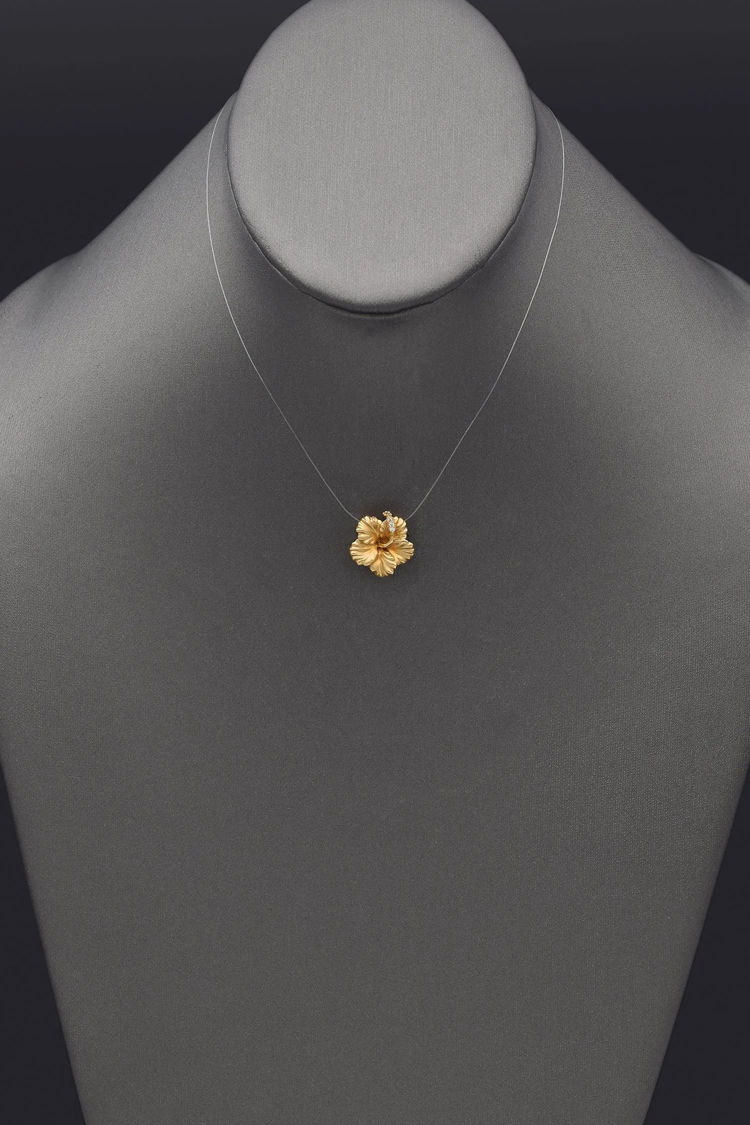 Maui Divers 14K Yellow Gold Diamond Hibiscus Slider Pendant