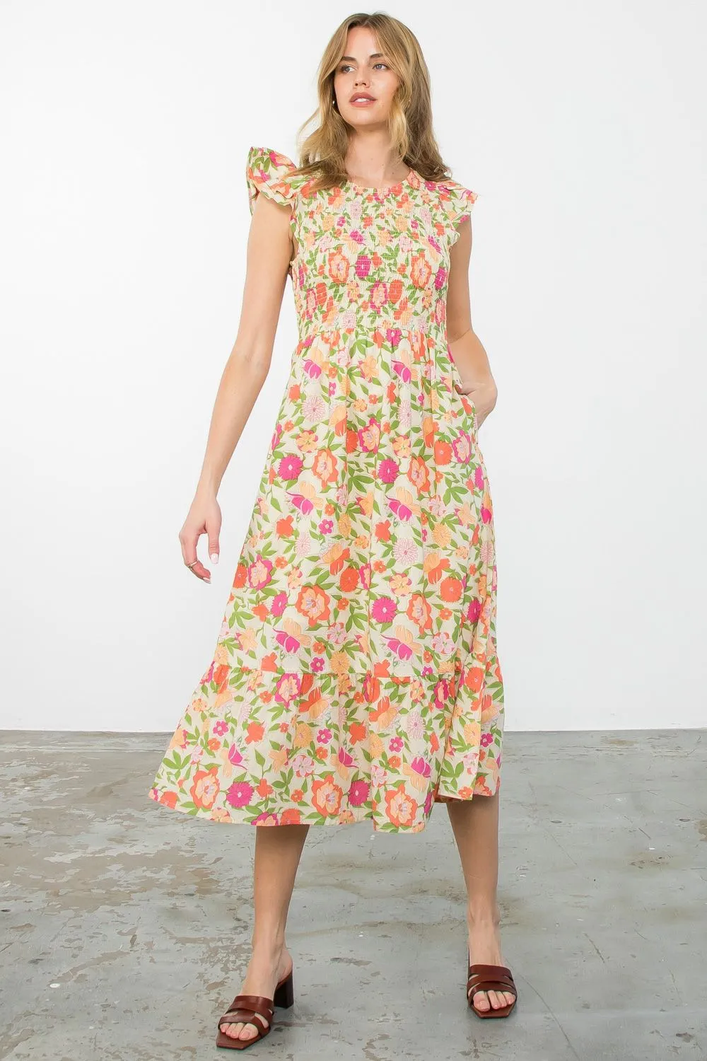 Milani Smocked Midi THML Dress