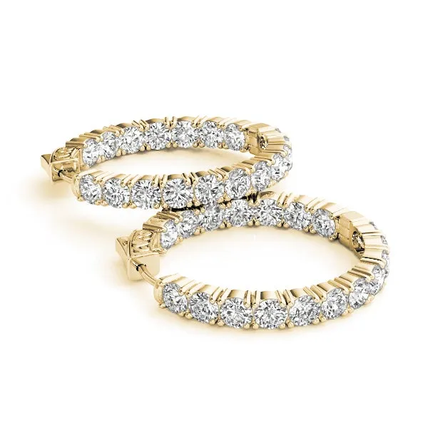 MOON 7 Carat Diamond Eternity Hoop Earrings 1 Inch in 14K Yellow Gold 50 pointer F VS1 30mm BY MIKE NEKTA