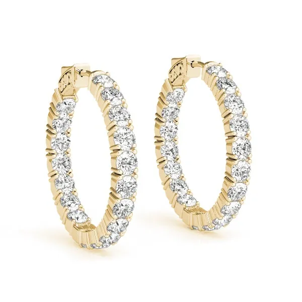 MOON 7 Carat Diamond Eternity Hoop Earrings 1 Inch in 14K Yellow Gold 50 pointer F VS1 30mm BY MIKE NEKTA