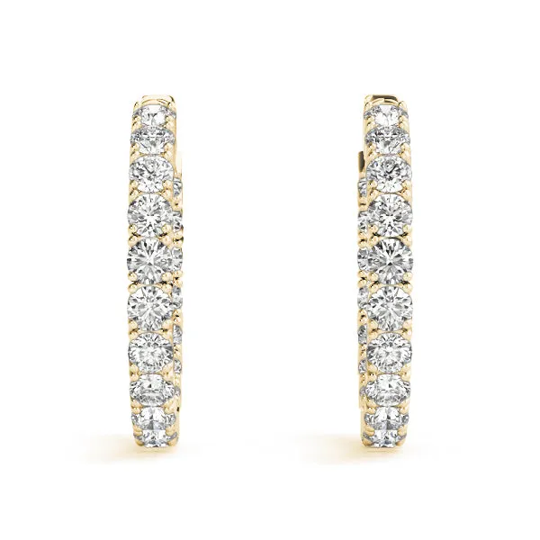 MOON 7 Carat Diamond Eternity Hoop Earrings 1 Inch in 14K Yellow Gold 50 pointer F VS1 30mm BY MIKE NEKTA