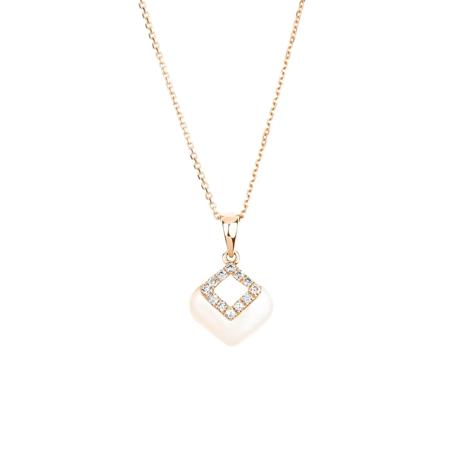 Mother of Pearl and Diamond Cutout Pendant Necklace