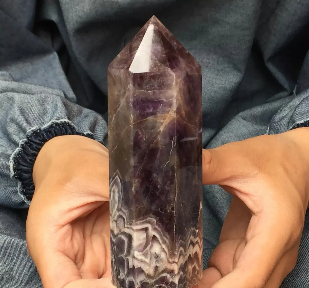 Natural Amethyst gemstone Tower Point Obelisk