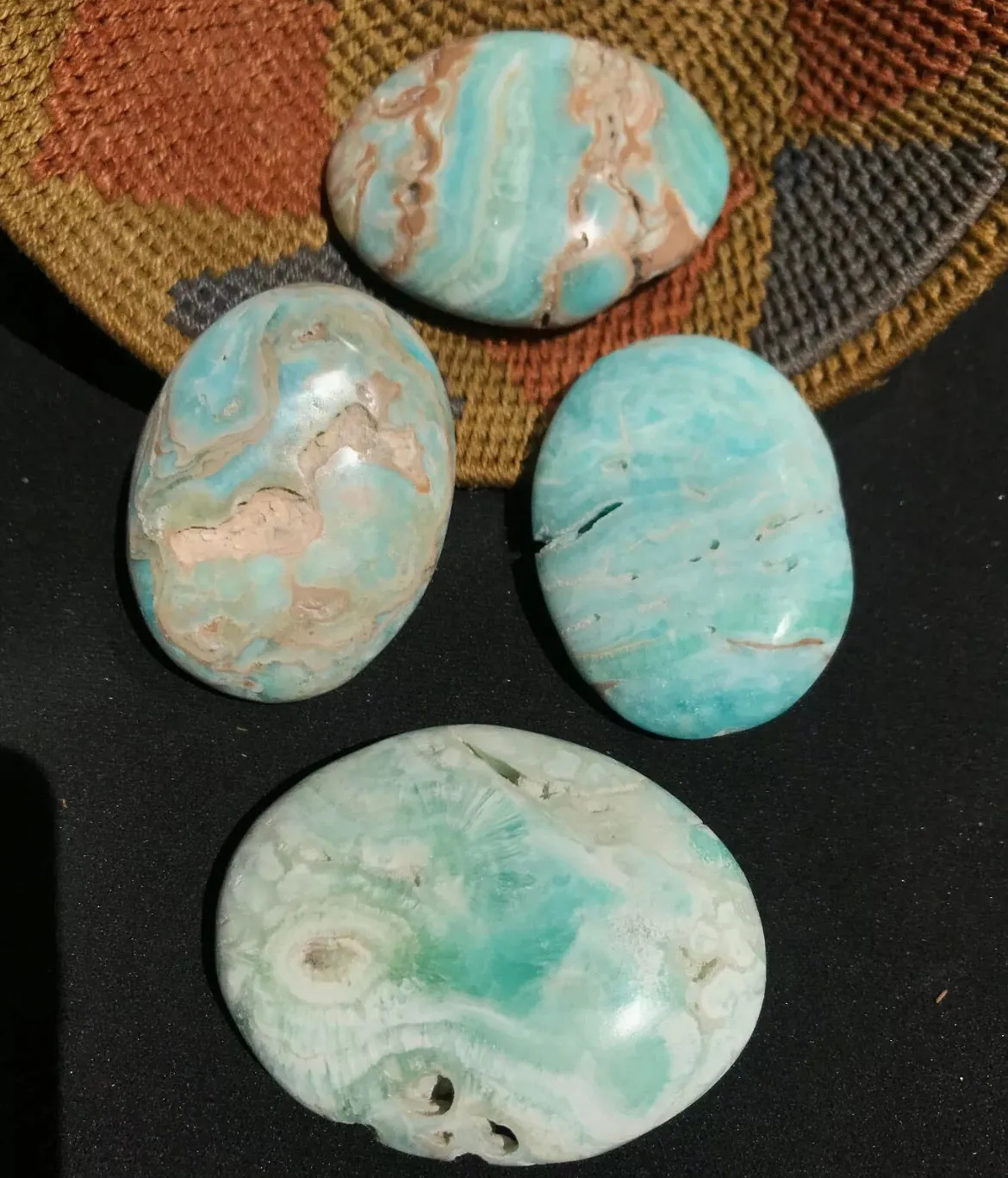 Natural Blue Aragonite gemstone palm stone