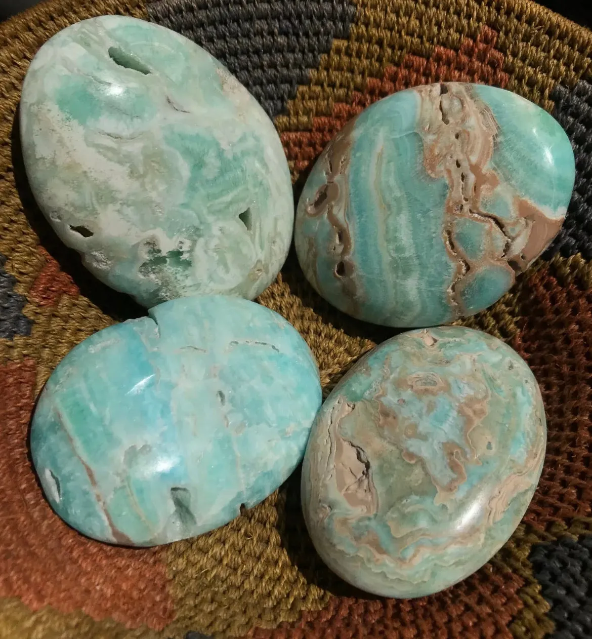 Natural Blue Aragonite gemstone palm stone