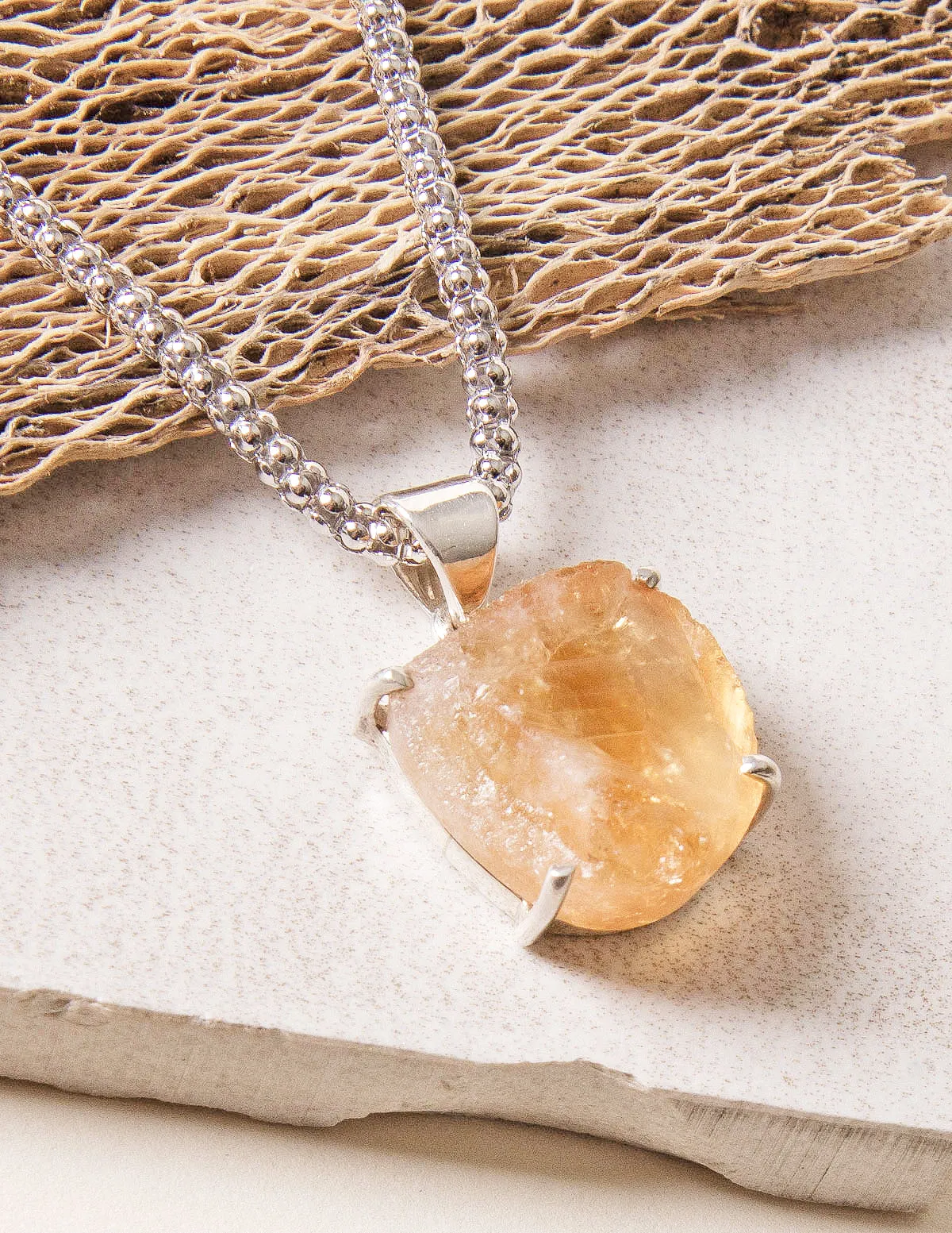 Natural Citrine Pendant Necklace - One of a Kind