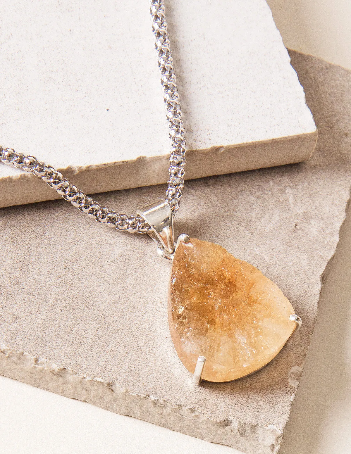 Natural Citrine Pendant Necklace - One of a Kind