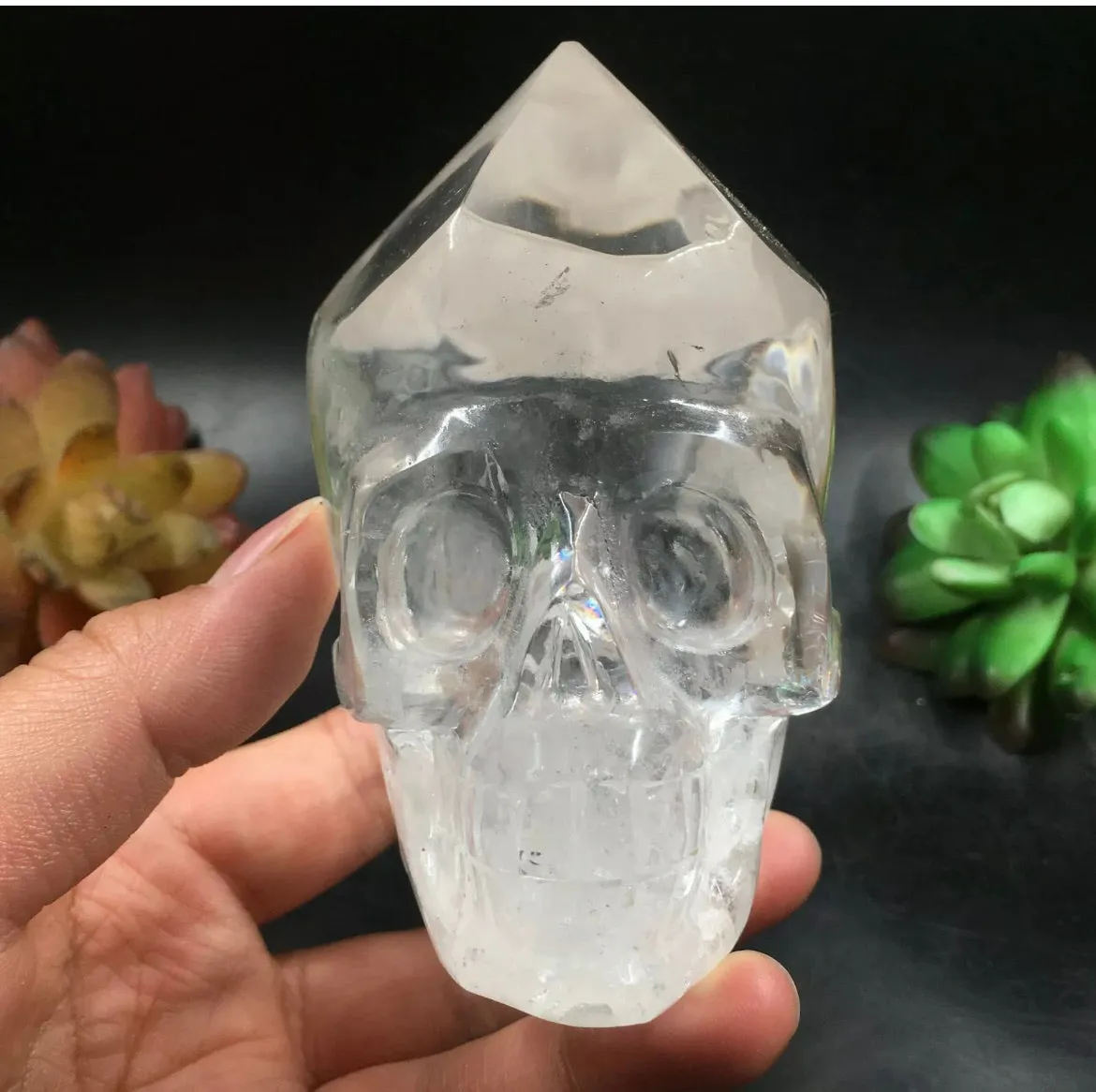 Natural Clear quartz carved Skull