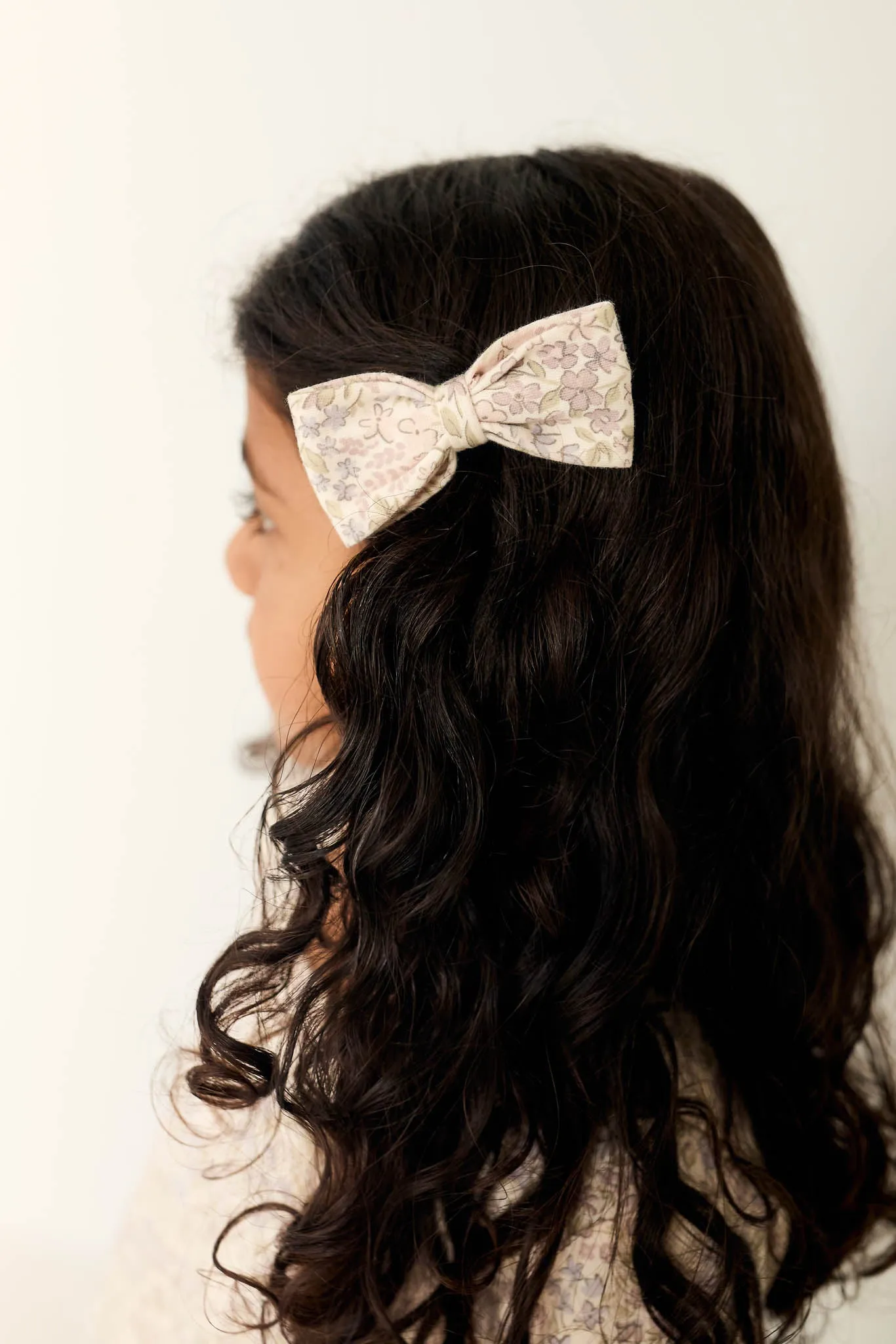 Organic Cotton Bow 2PK - April Floral Mauve