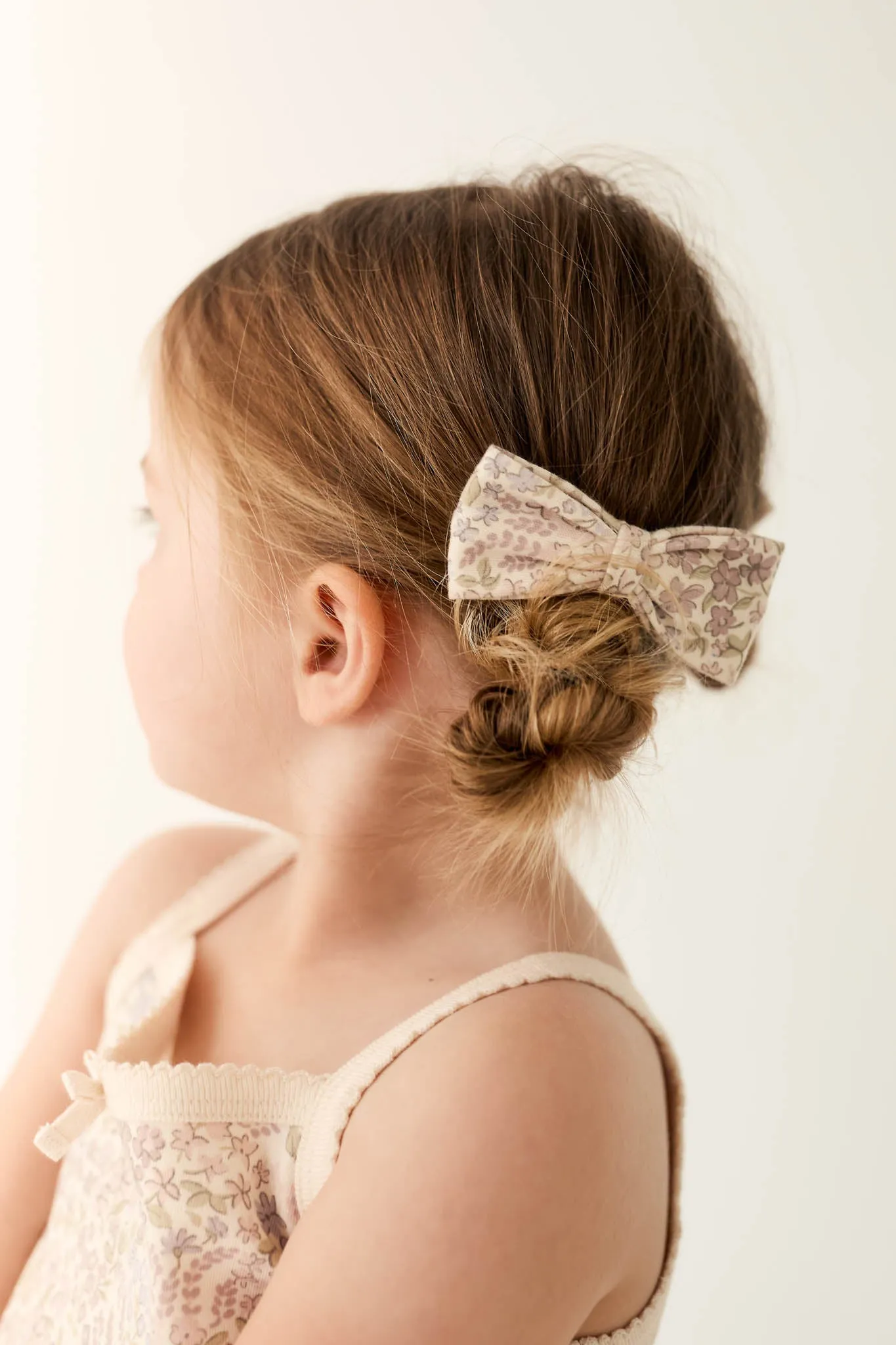 Organic Cotton Bow 2PK - April Floral Mauve