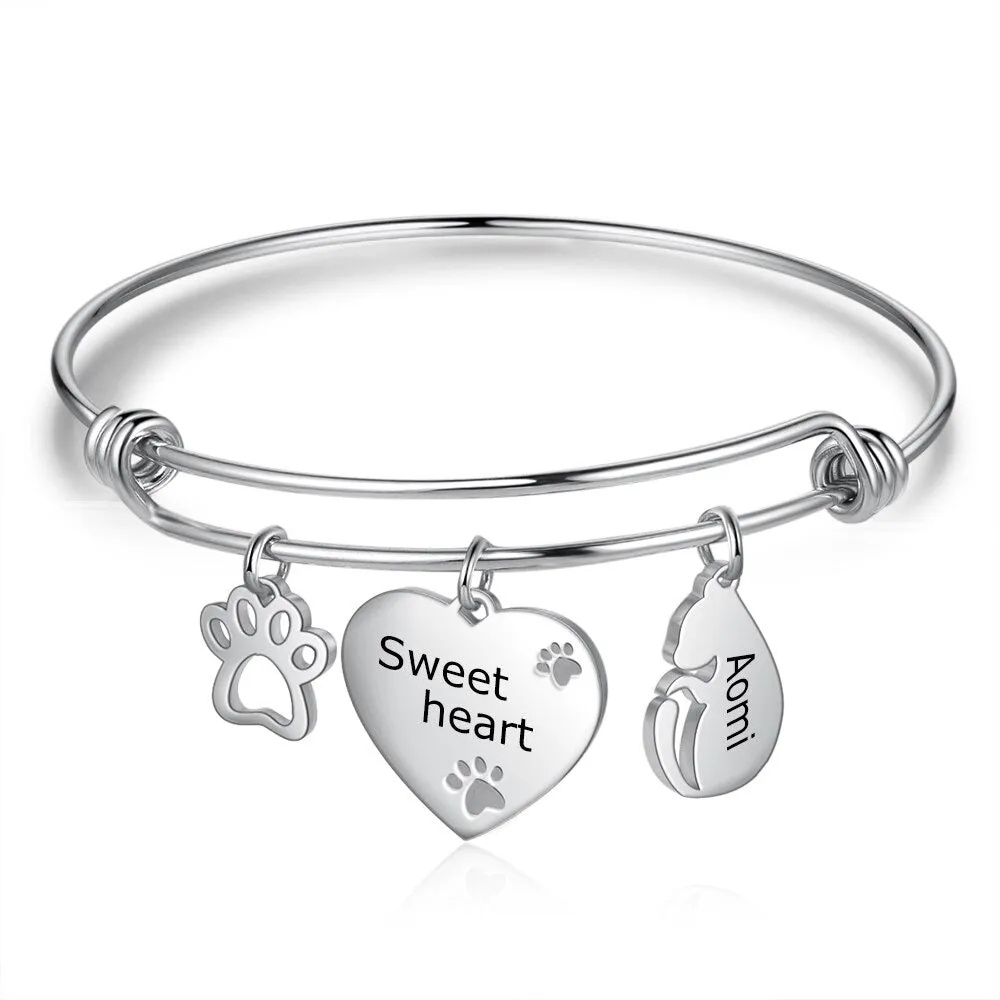 Personalized 1 Name & 1 Engraving Bracelet For Women