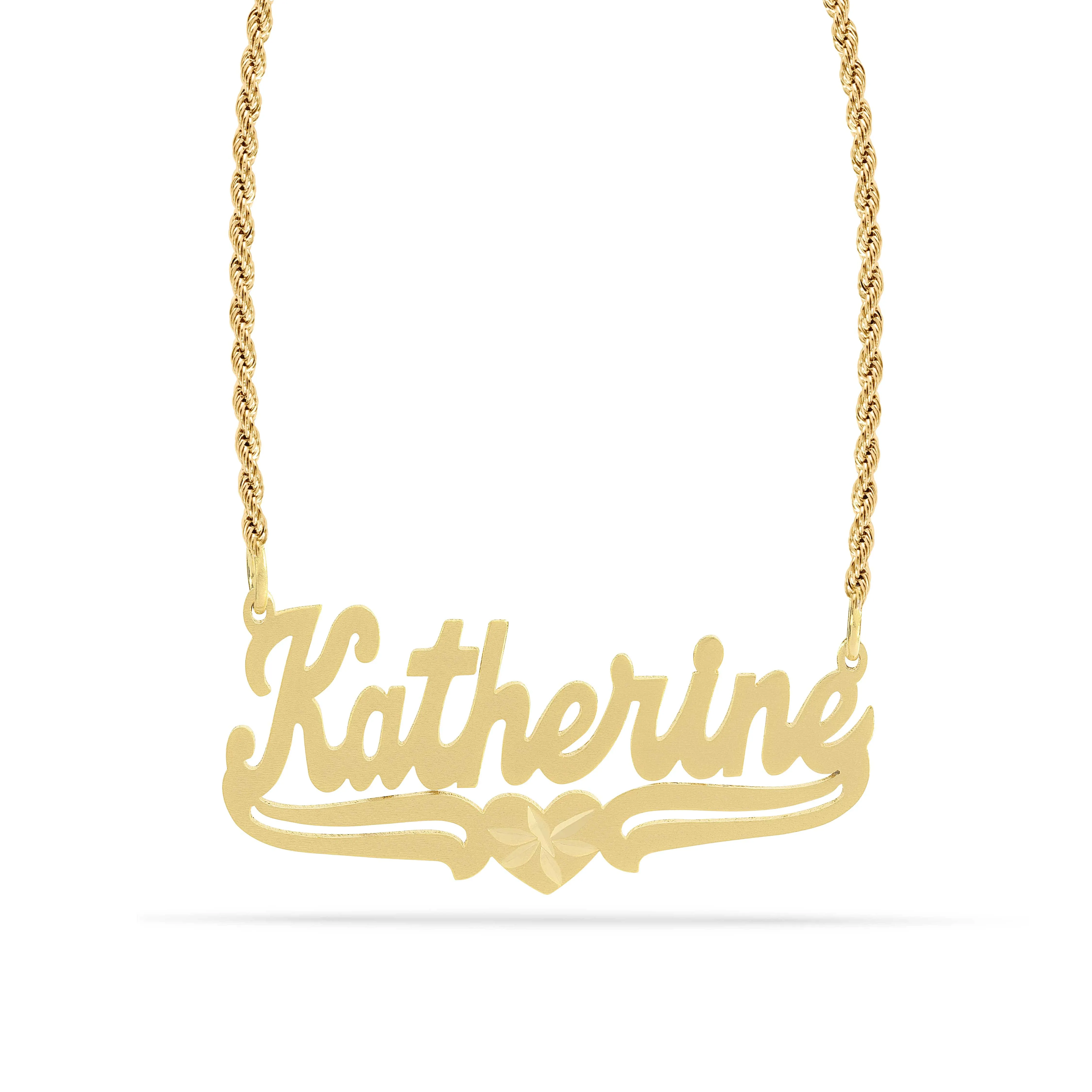 Personalized Name necklace with Satin and Heart Katherine