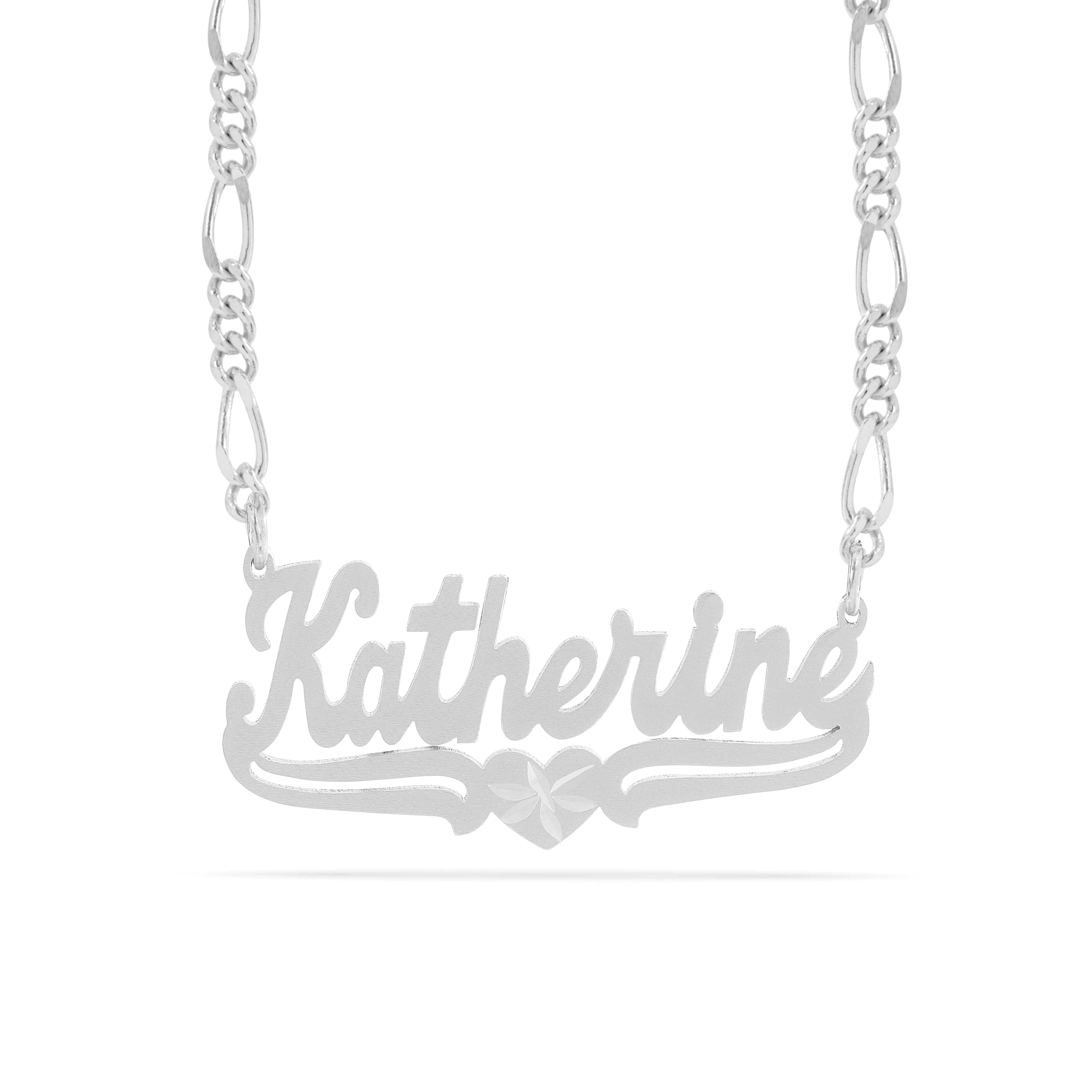 Personalized Name necklace with Satin and Heart Katherine