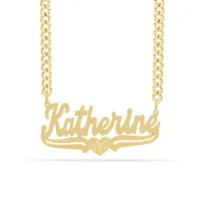 Personalized Name necklace with Satin and Heart Katherine