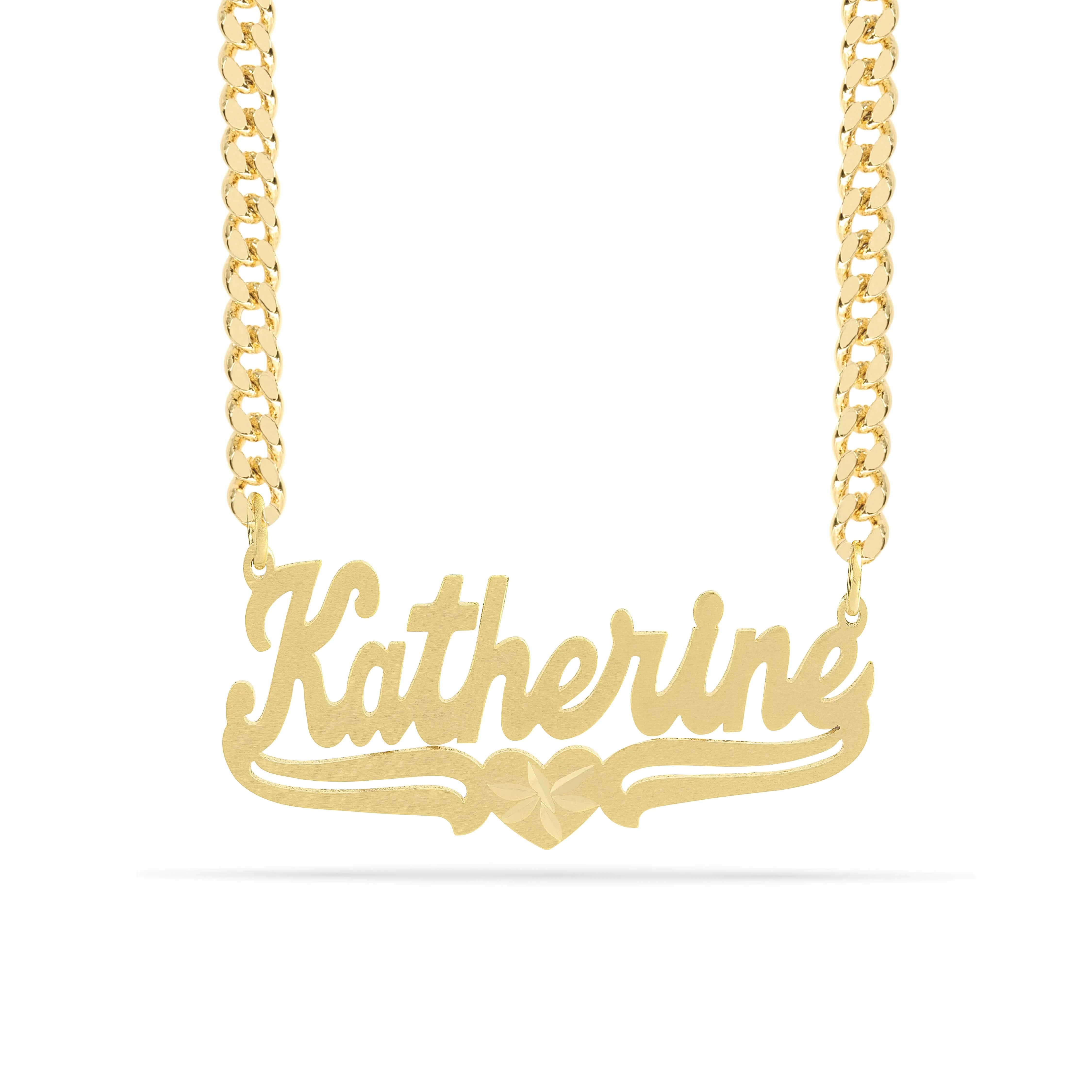 Personalized Name necklace with Satin and Heart Katherine