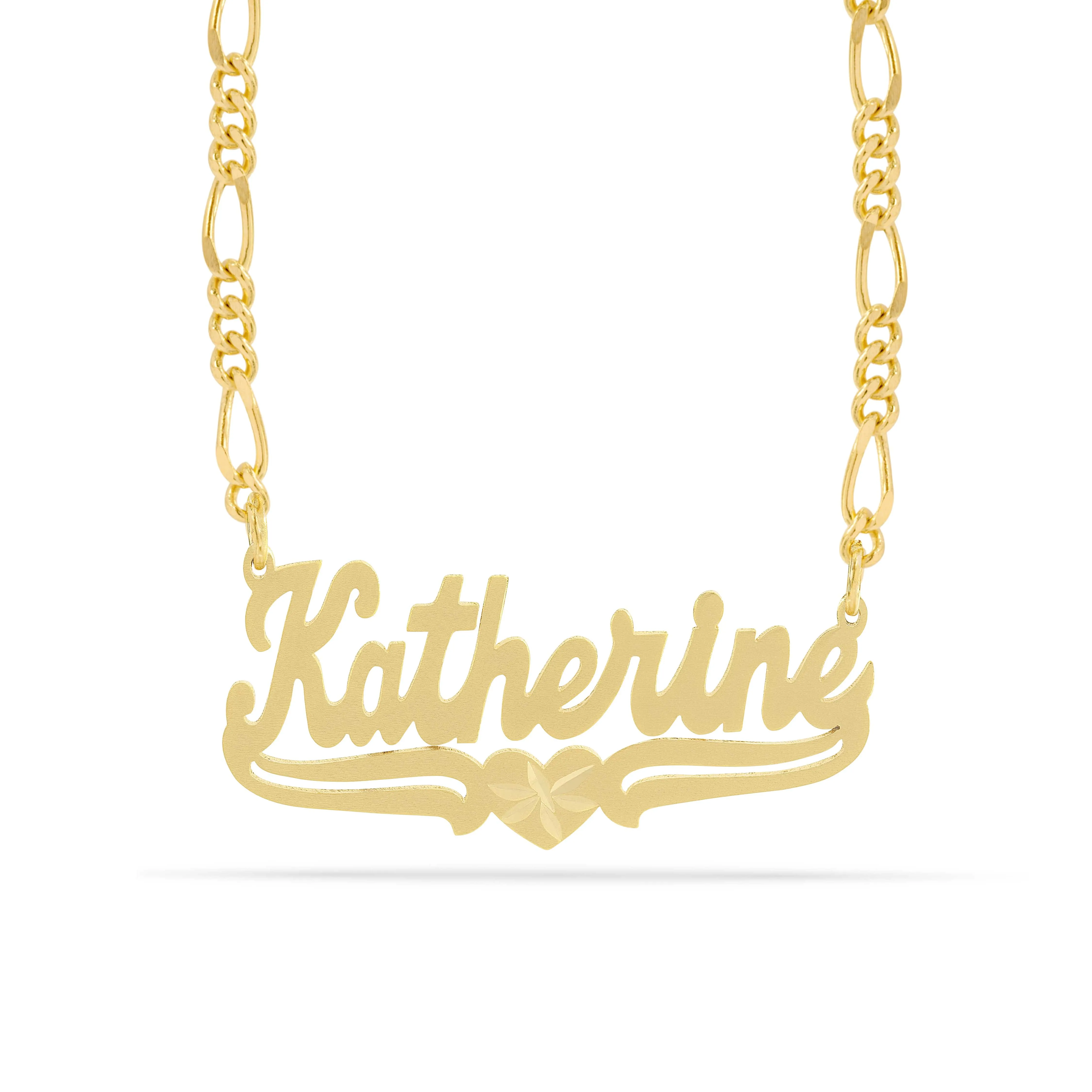 Personalized Name necklace with Satin and Heart Katherine