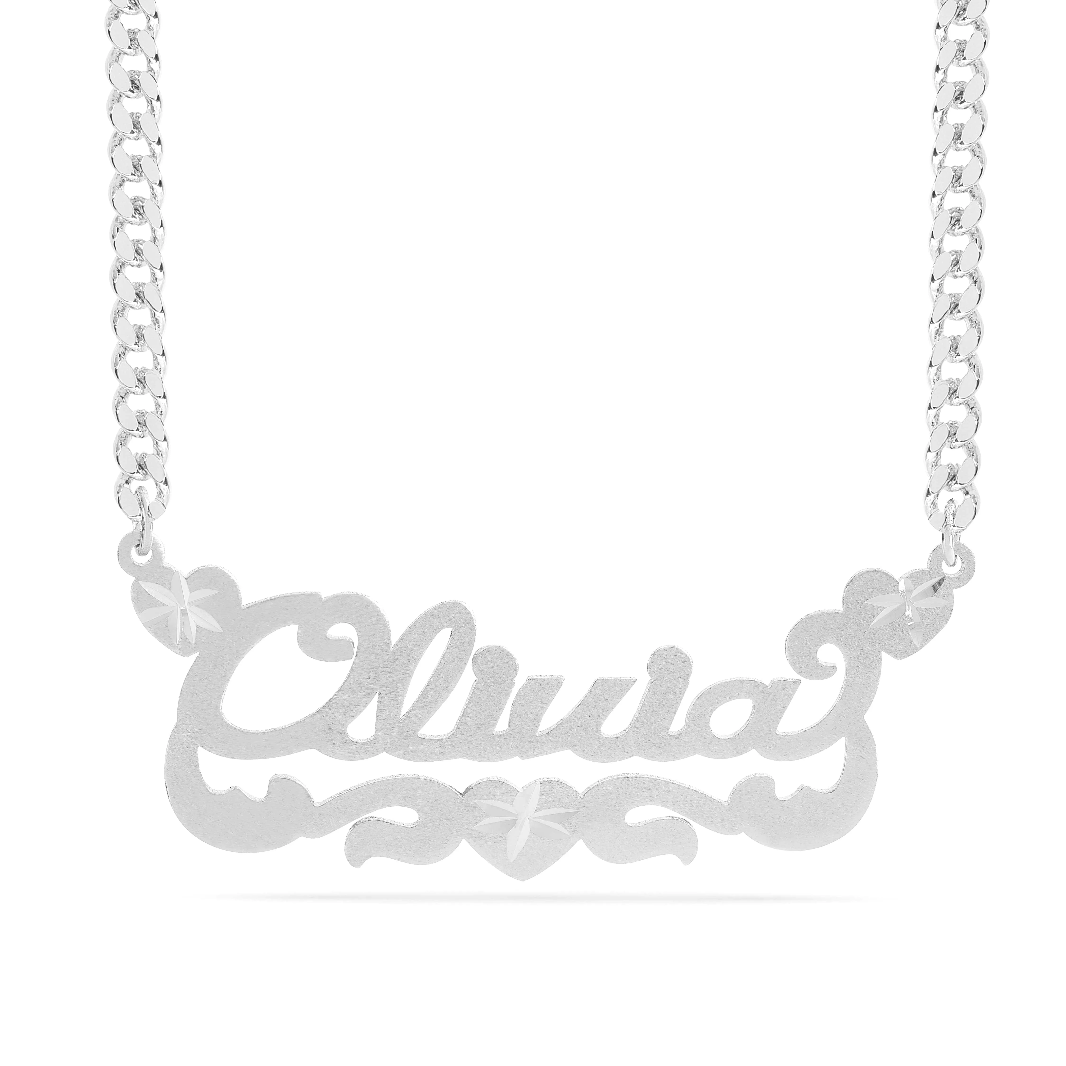 Personalized Name necklace with Satin and Heart Olivia