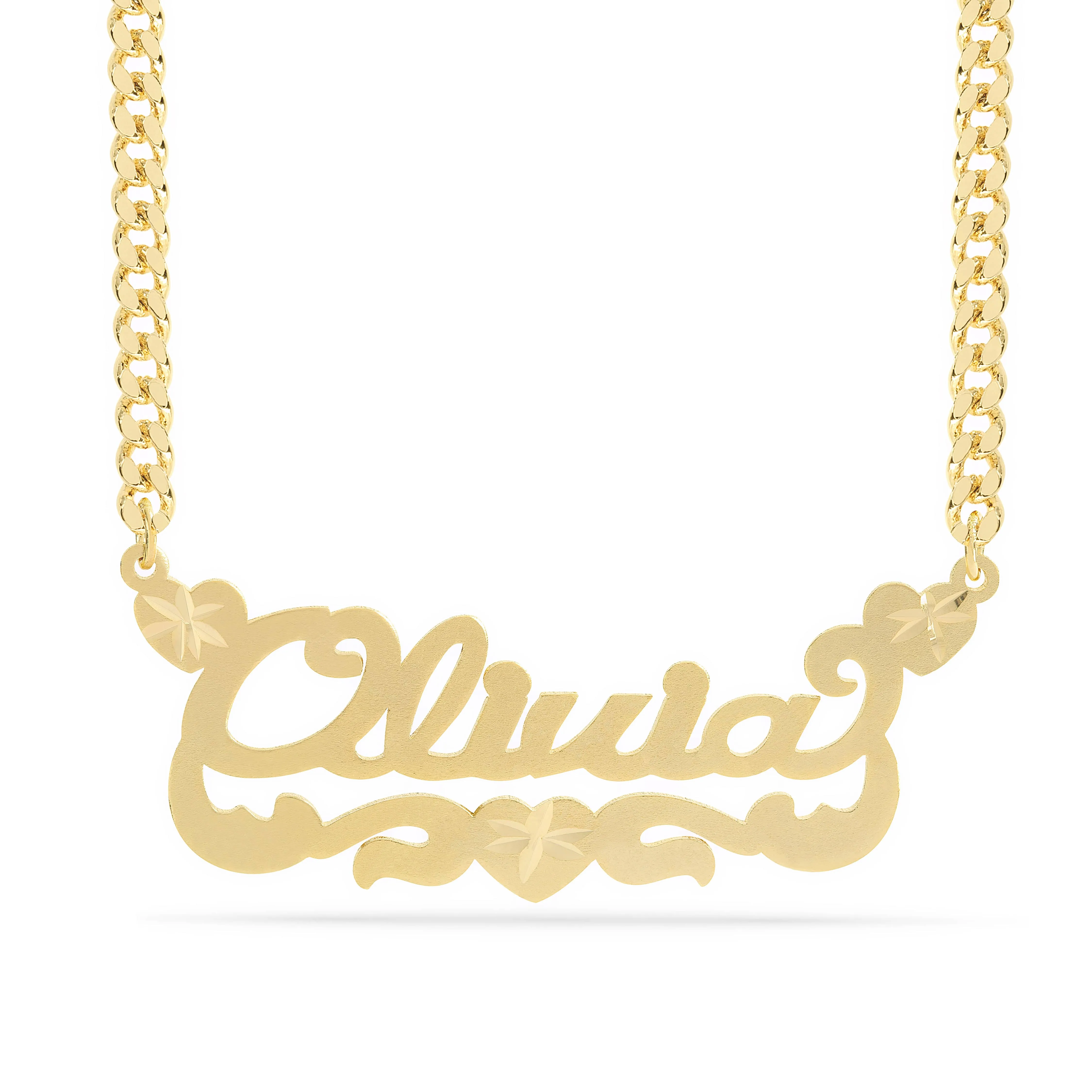 Personalized Name necklace with Satin and Heart Olivia