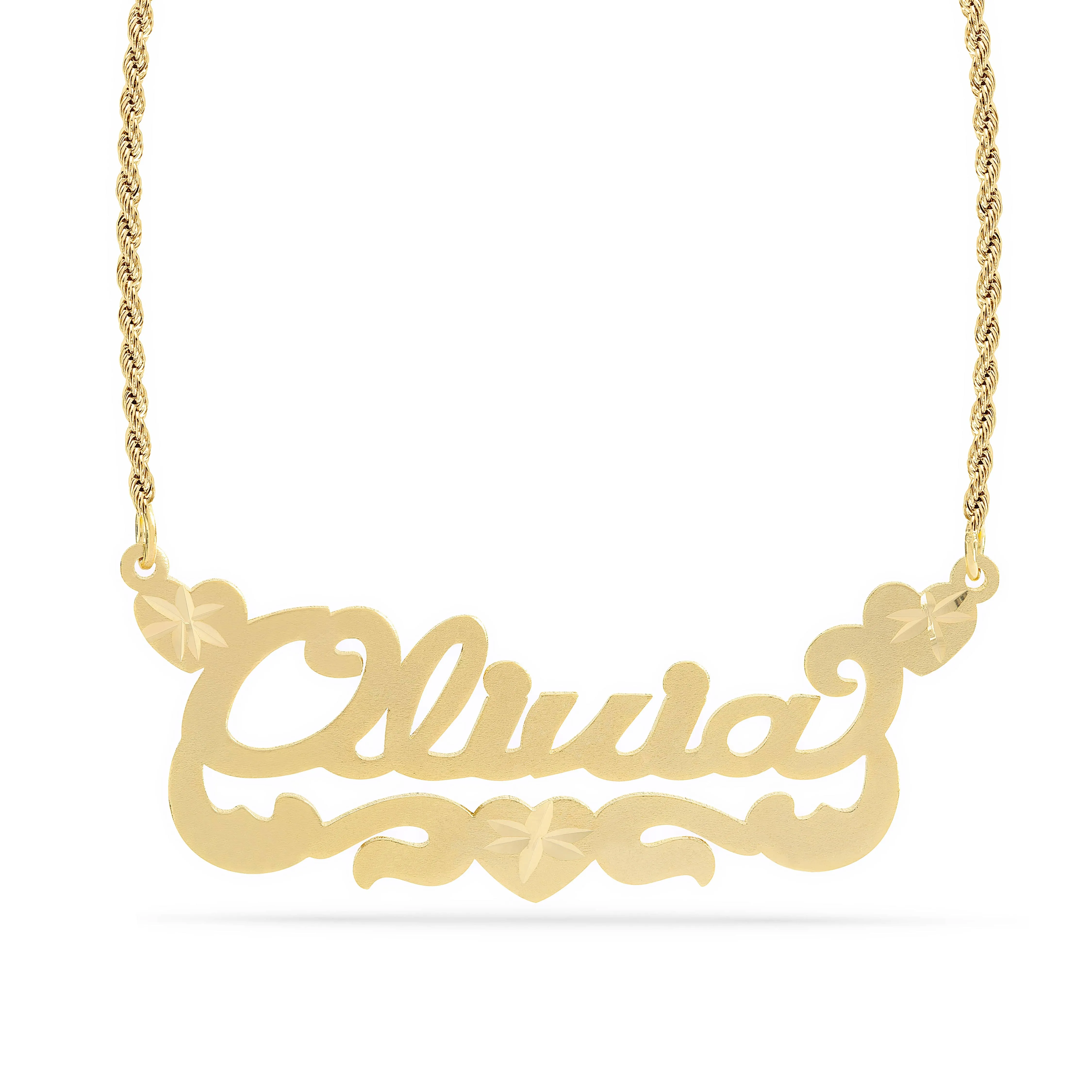 Personalized Name necklace with Satin and Heart Olivia