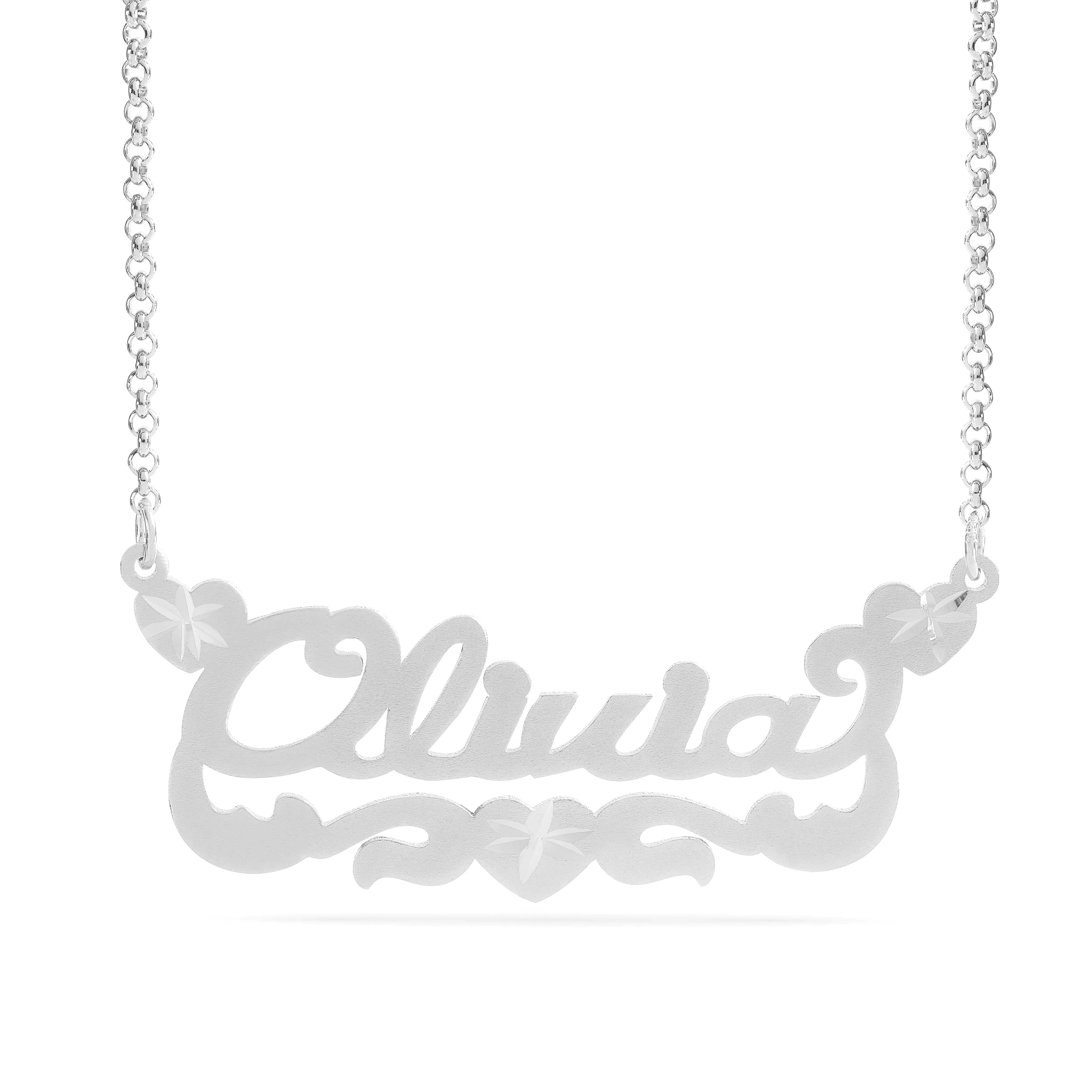 Personalized Name necklace with Satin and Heart Olivia