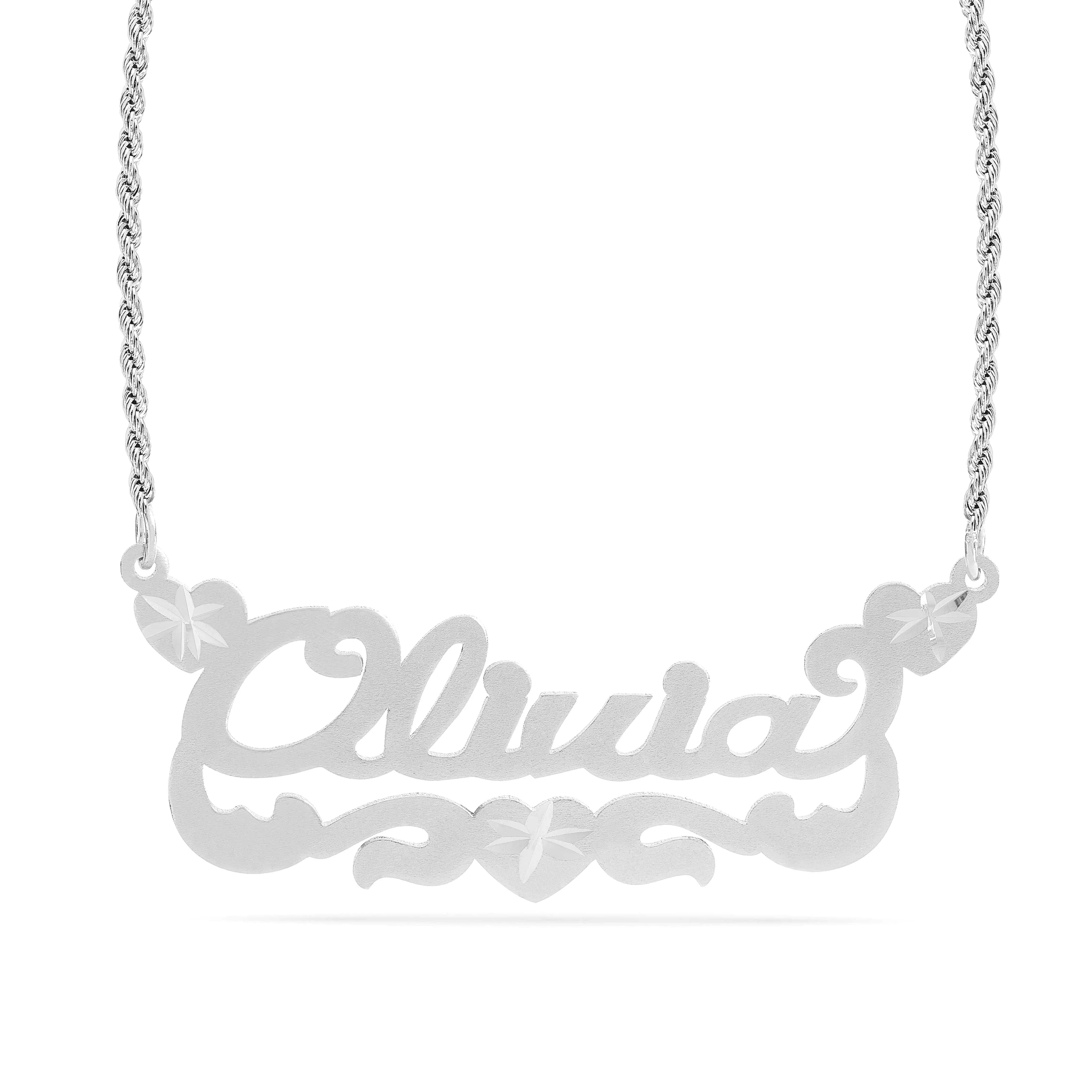 Personalized Name necklace with Satin and Heart Olivia