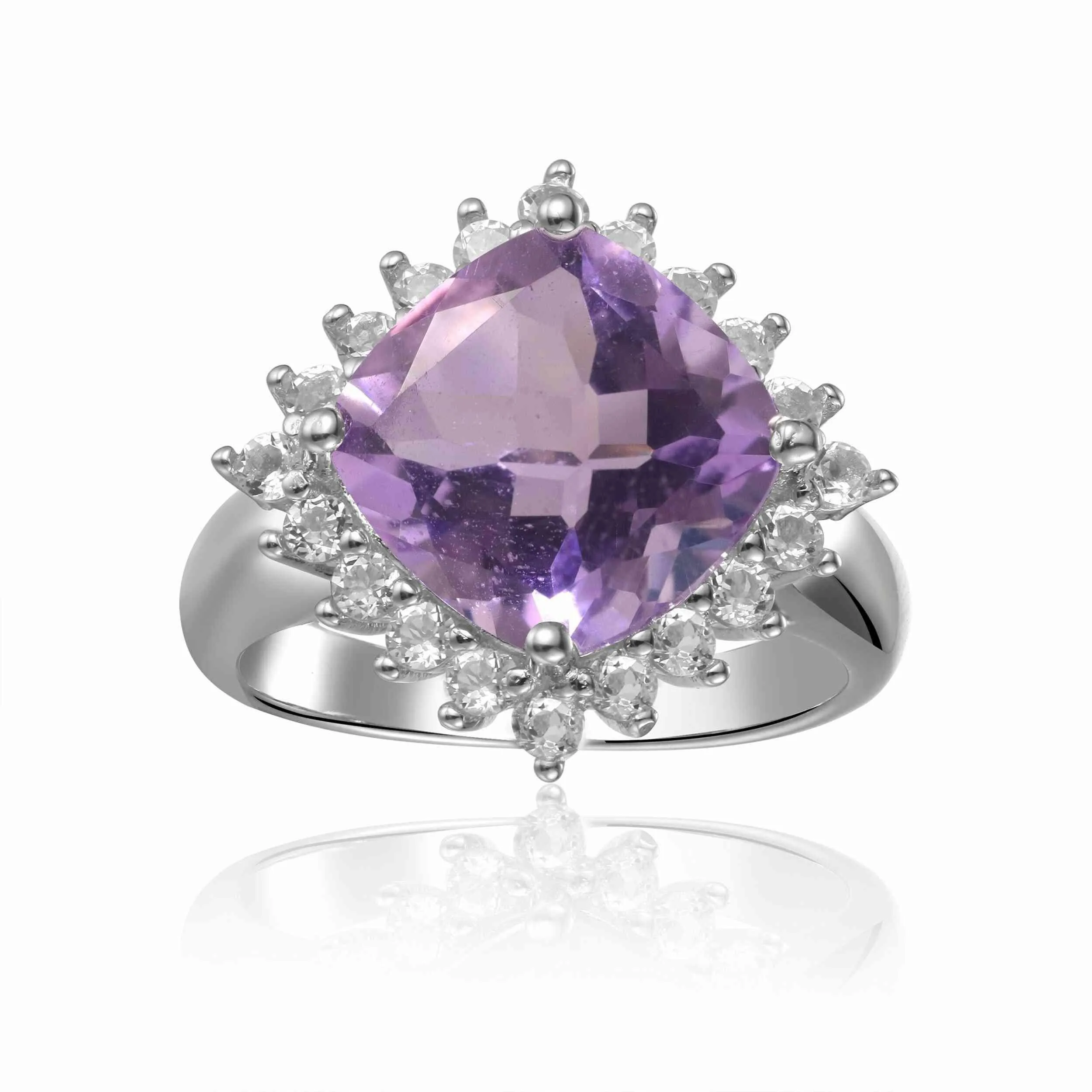 Pink Amethyst Checkerboard Statement Ring